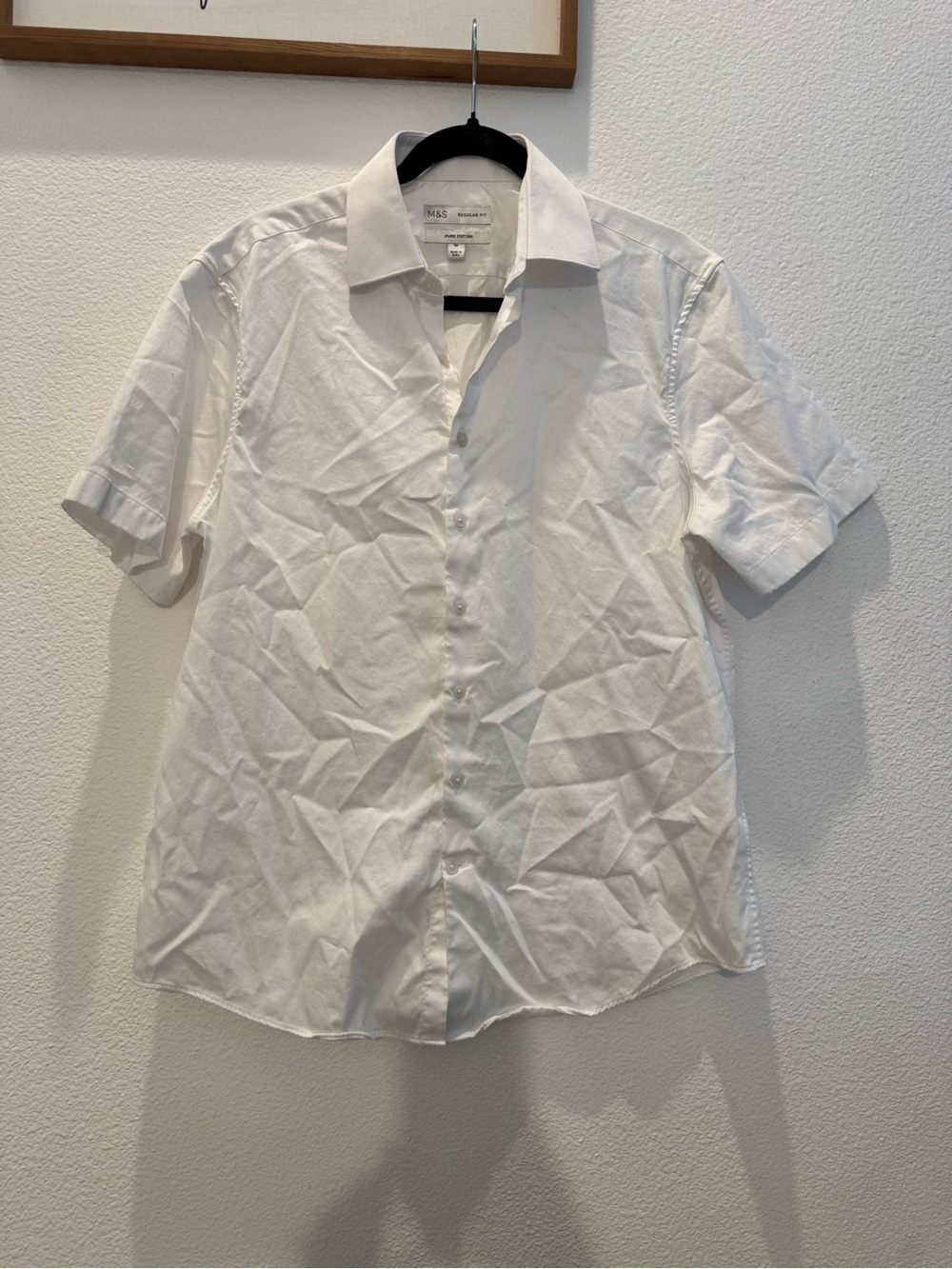 Marks & Spencer white short-sleeve button-up dress shirt